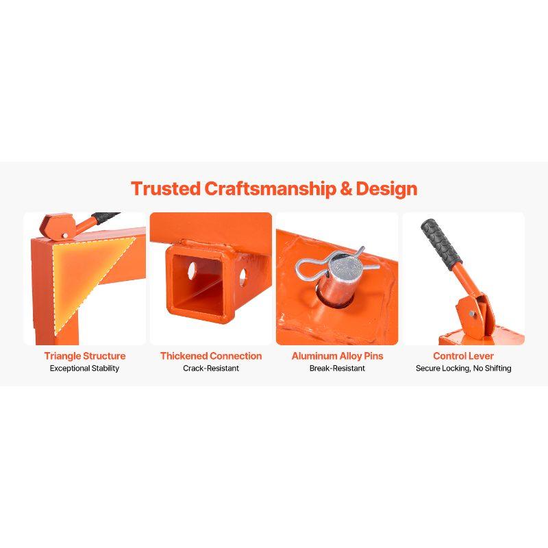 VEVOR 3-Point Quick Hitch with 2 in Receiver, 3000 Lbs Lift Capacity, 3-Pt Hitch with 5 Level Adjustable Bolt, Adaptation to Category 1 2 Tractor, Heavy Duty 3 Point Attachments, Orange