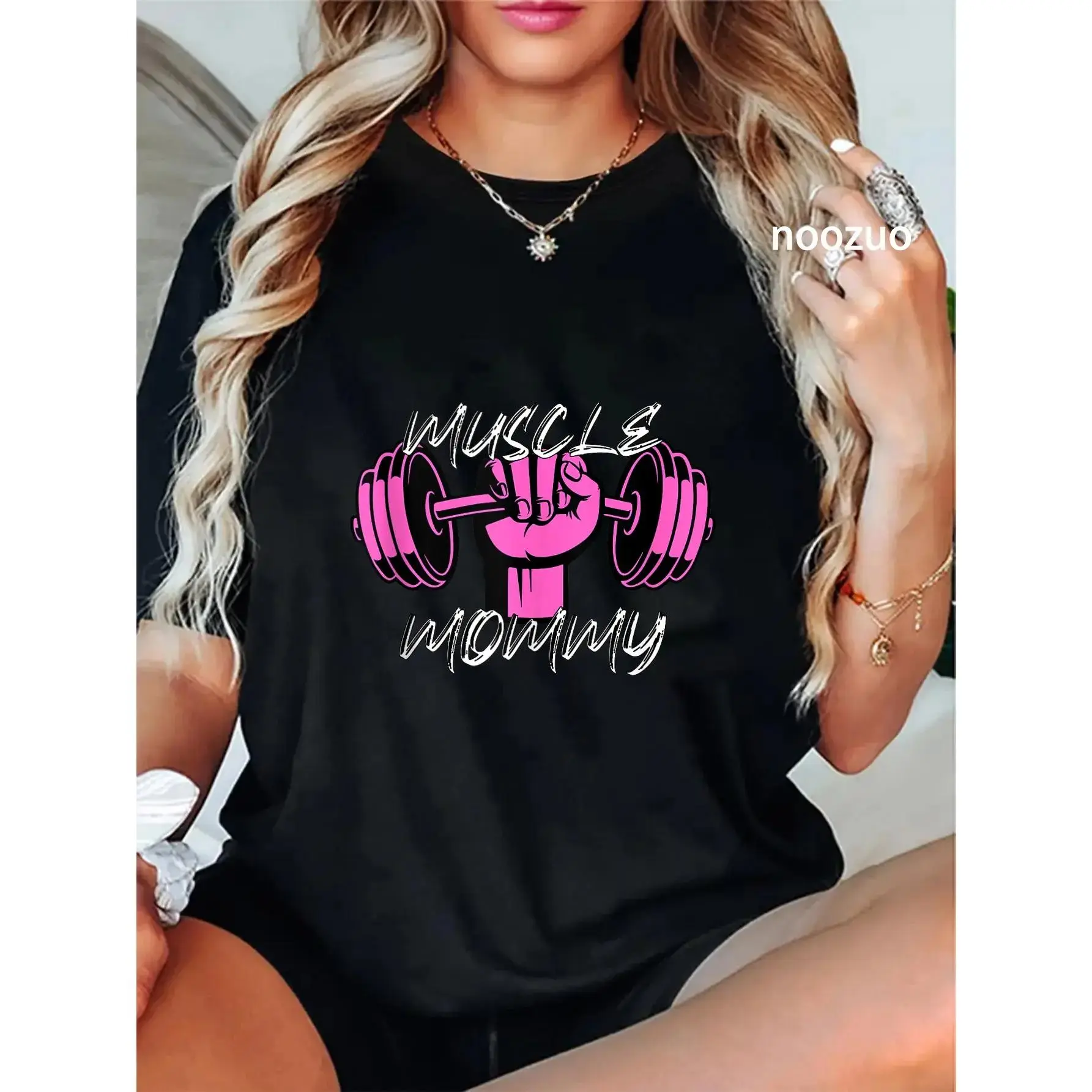 Women's Certified Muscle Mommy Short-Sleeve Gym Top, Casual Streetwear T-Shirt for Sports & Outdoor Activities