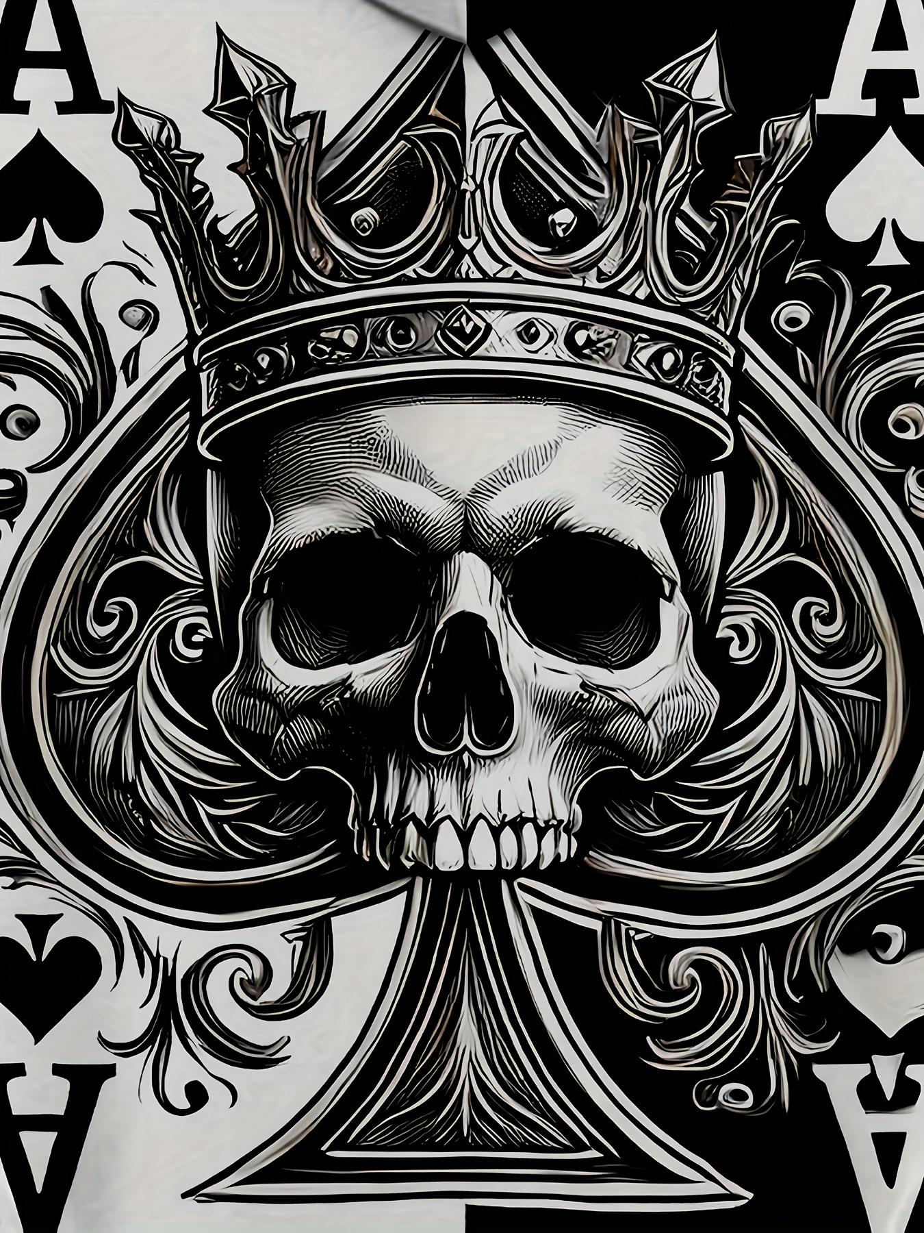 3D Men's Skeleton Poker Pattern Long Sleeve Casual Hoodie with Drawstring Pocket, Fashionable Pattern Hoodie Sports Fashion Sports Daily Spring and Autumn Top