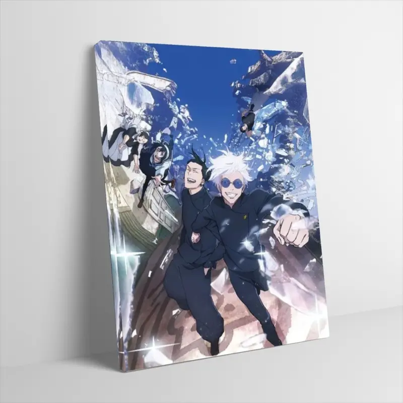 Gojo Satoru and Geto Suguru Running Poster Canvas Wall Art Jujutsu Kaisen Hidden Inventory Arc Art Print Retro Anime Manga Wall Decor for Gaming Room Teen Boys Bedroom Otaku Unframed