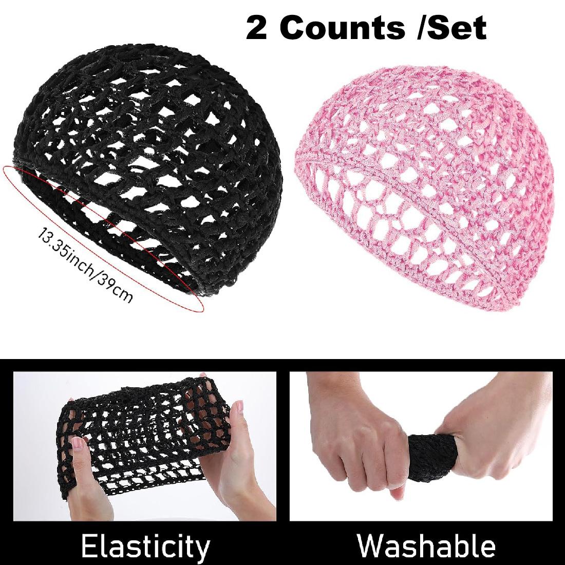 Mesh Crochet Hair Net Snoods, Soft Rayon Knit Crochet Hairnet Hair Cover, Crocheted Sleep Cap for Women, Haircare, Hair Care Wrap