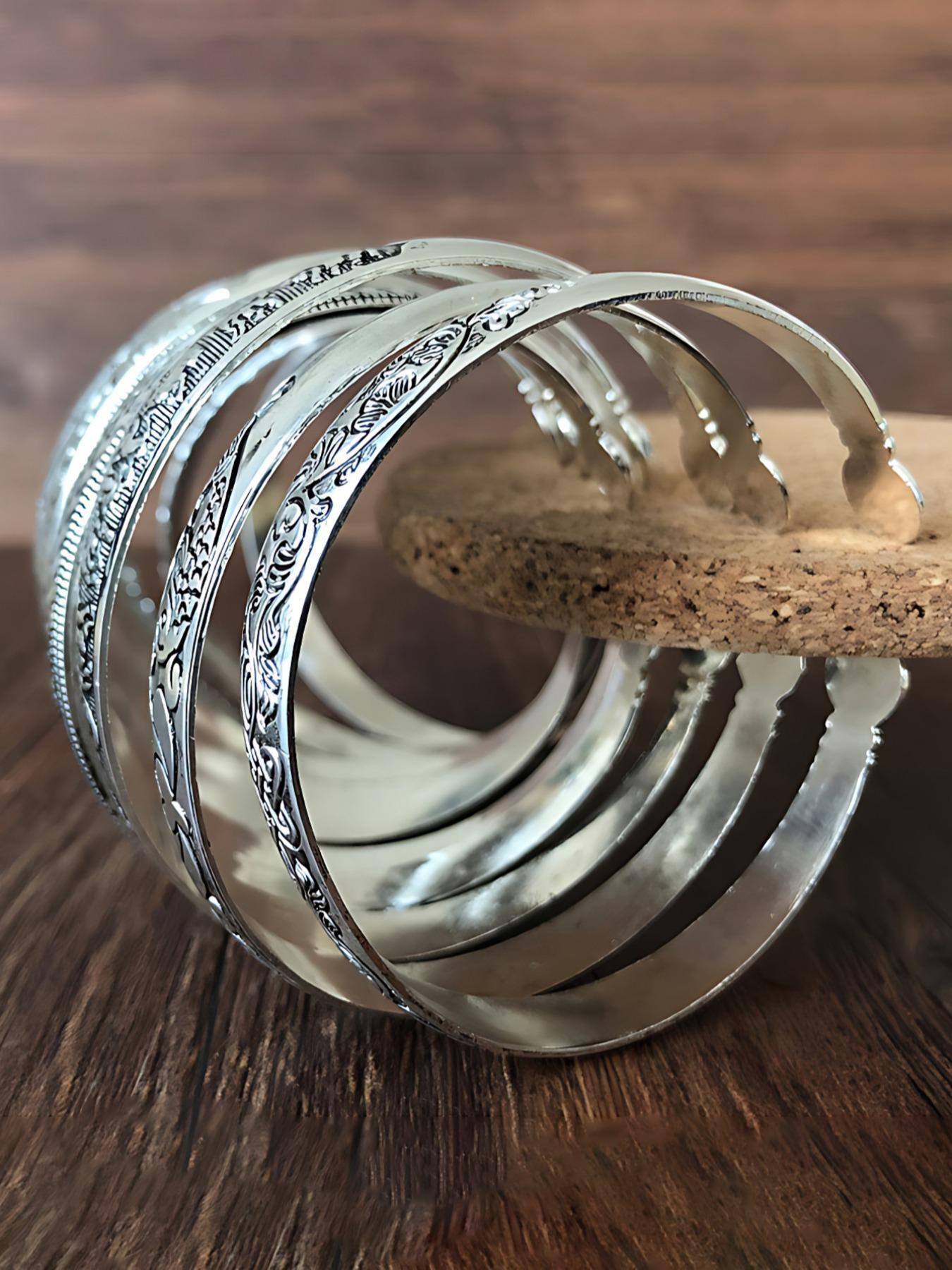 Vintage Chinese Style Cuff Bangle, Adjustable Engraving Bangles for Women & Men, Fashion Accessories for Daily Wear