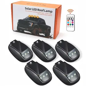Solar Roof RGB Flashing Light with Remote, Wireless LED Truck Pickup Warning Lamp, Camping Night Visibility, Indoor Lighting