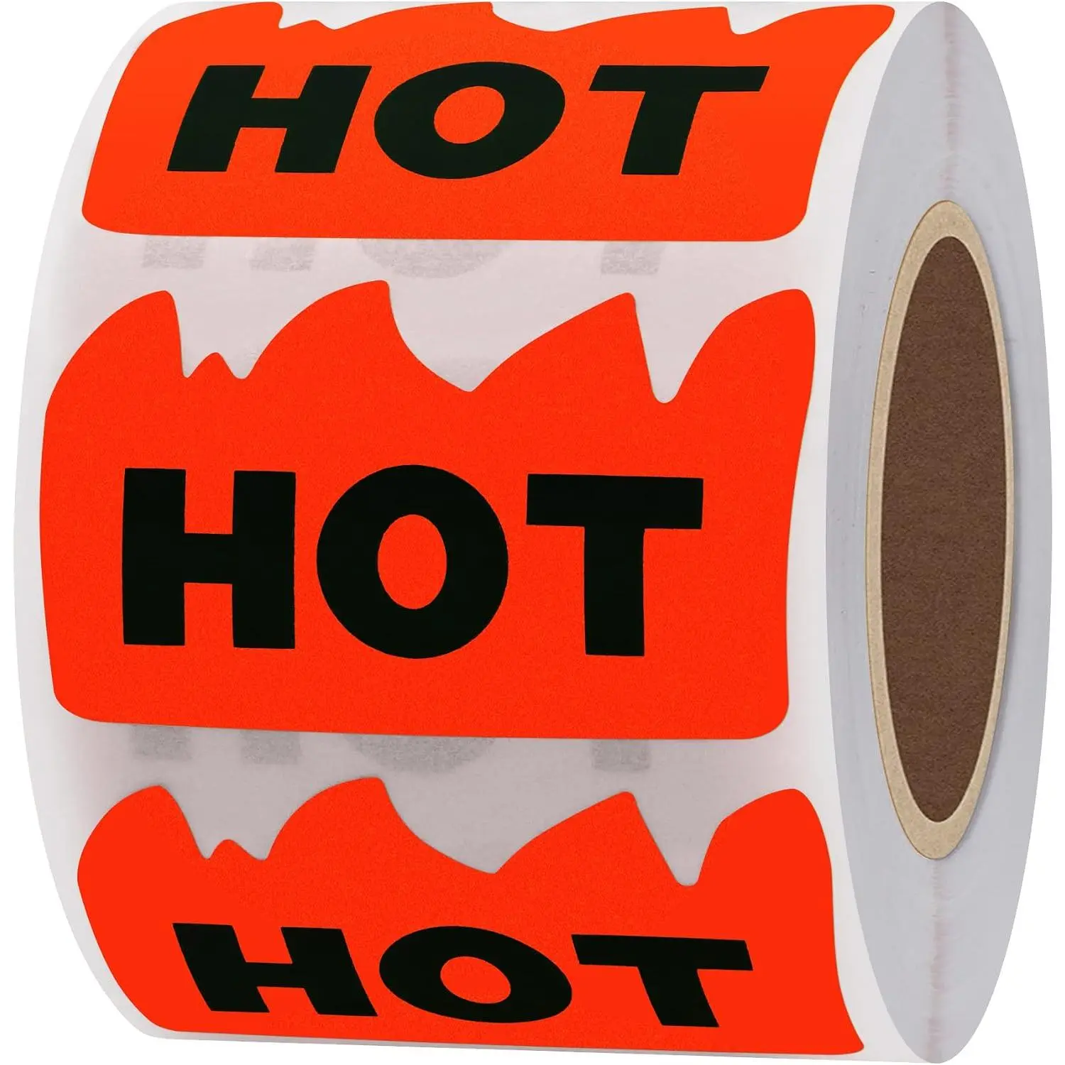 500 count  Hot Stickers 2 x 1-1/5 Inch Fluorescent Red Hot Flame Fire Shape Marking Labels for Festival Spicy Sauce (Fluorescent Red)