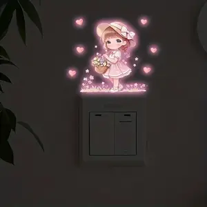 1pc Glow-in-the-Dark Switch Plate Cover Sticker Suitable for Room, PVC Glow Decals with Night, Modern Cartoon Wall Decor for Switches, Plug Sockets, Bedroom & Decoration