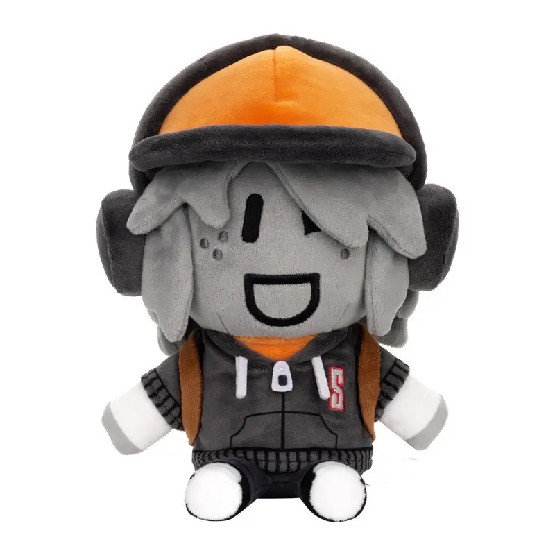Roblox Street Style Teen Character Plush Doll Orange Cap Headphones Hoodie Backpack Stuffed Toy Game Character Collectible Desk Decor Gift For Kids Teens Roblox Game Party Favor Cross-Border Wholesale