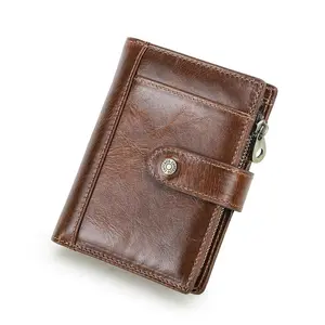 CONTACT'S Men's Full Grain Genuine Leather Bifold Wallet - Buckle Hasp, Business & Casual Use, Card Holder, Money Clip, Coin Purse