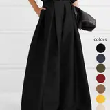 【Black Friday】Women's Solid Basic Pleated High Waist Wide Leg Pants, Casual Comfy Pocket Trousers for Daily Wear, Ladies Bottoms for All Seasons