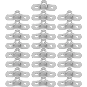 25Pcs M8 (8MM 5/16") 304 Stainless Steel Two Hole Rigid Pipe & Cable Strap Heavy Duty U Bracket Pipe Clamps Fasten Holder for Tube Pipe Wire Cord Installation