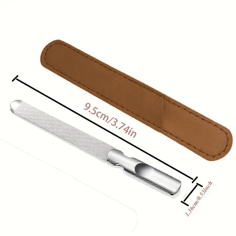 Professional Stainless Steel Nail Files, 1 Count Double Sided Nail File Anti-skid Handle, Reusable Manicure Filer for Women and Men, Nail Tools