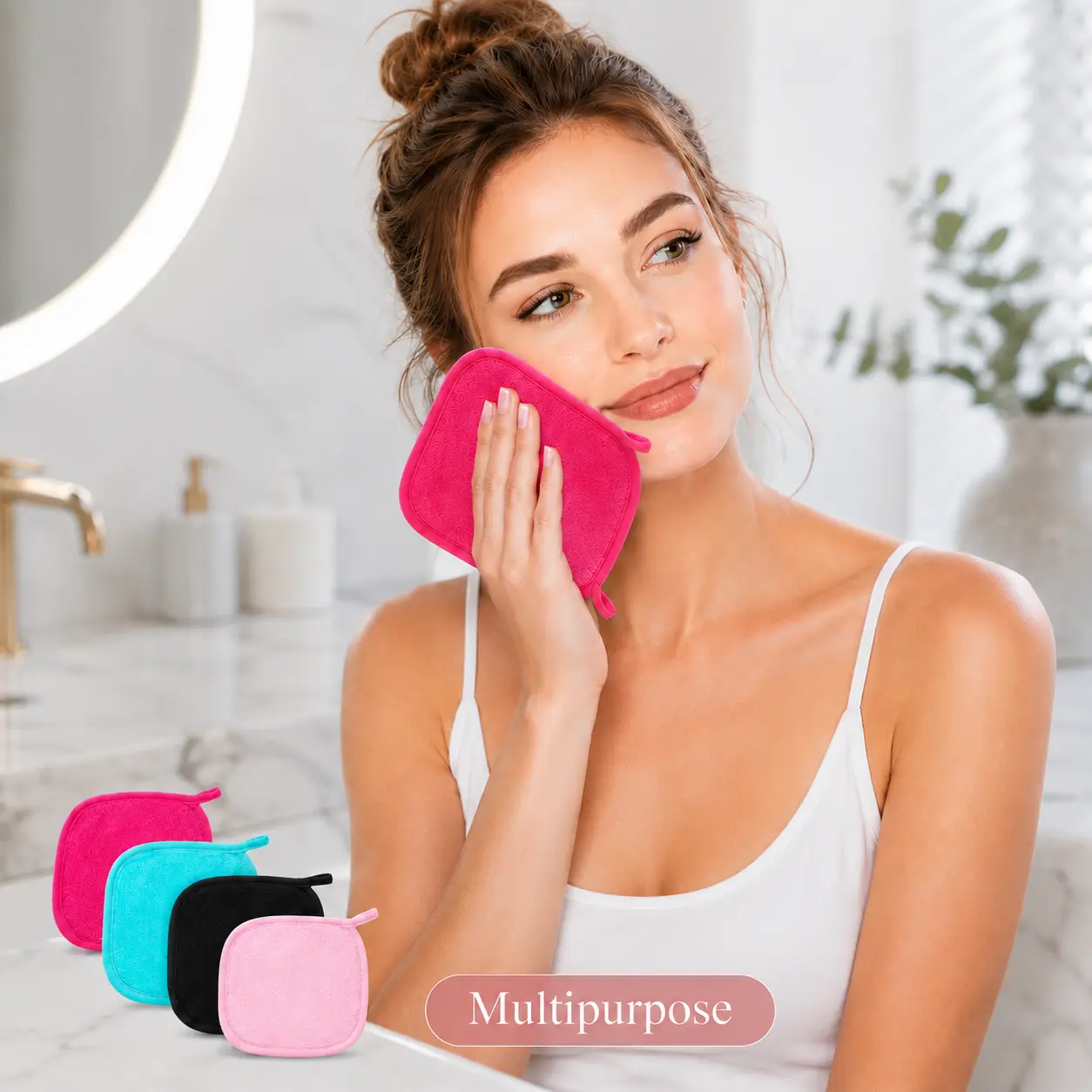 Reusable Facial Cleansing Pads - Soft Hypoallergenic Round Wipes for Sensitive Skin, Washable Face Cover Accessories, Unisex for All Skin Types