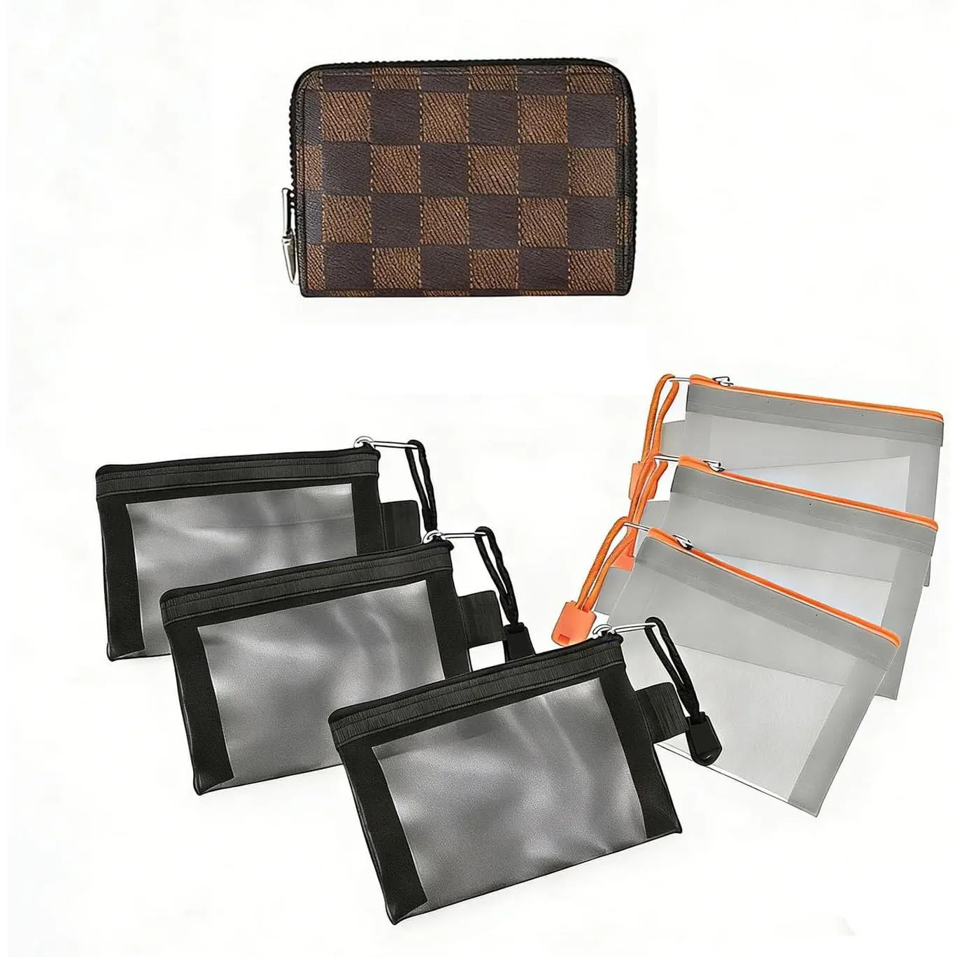 Bag Large Capacity Zipper Card Holder + 6 Mini Pouch Mesh Bag Set | -the-Go Storage Mesh  Bags