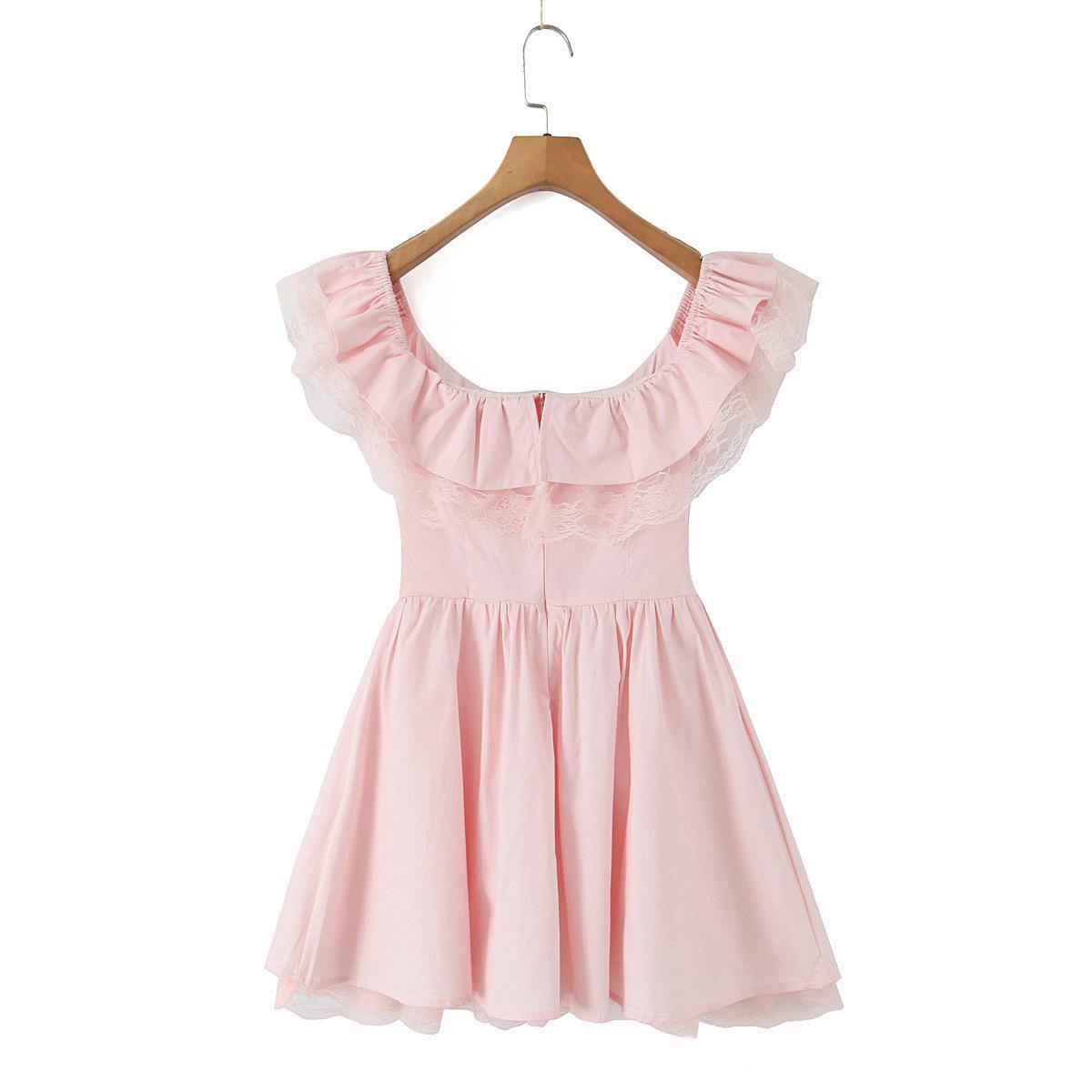 Pure Desire Off-Shoulder Ruffle Sleeve Lace Bow Belt Puffy Princess Dress