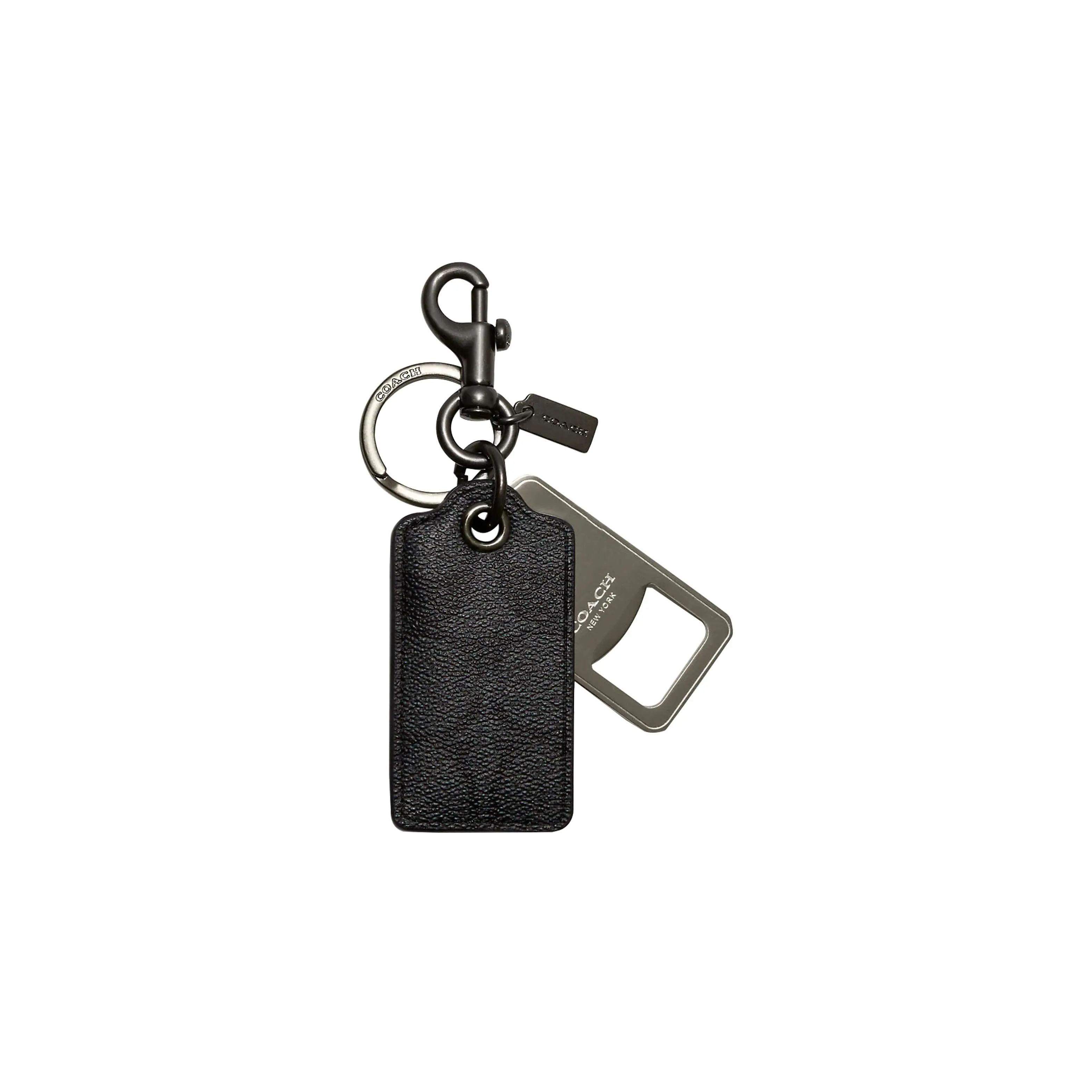 COACH Key Fob with Metal Logo Engraving, Coated Canvas Mini Keychain Pouch for Women, Black