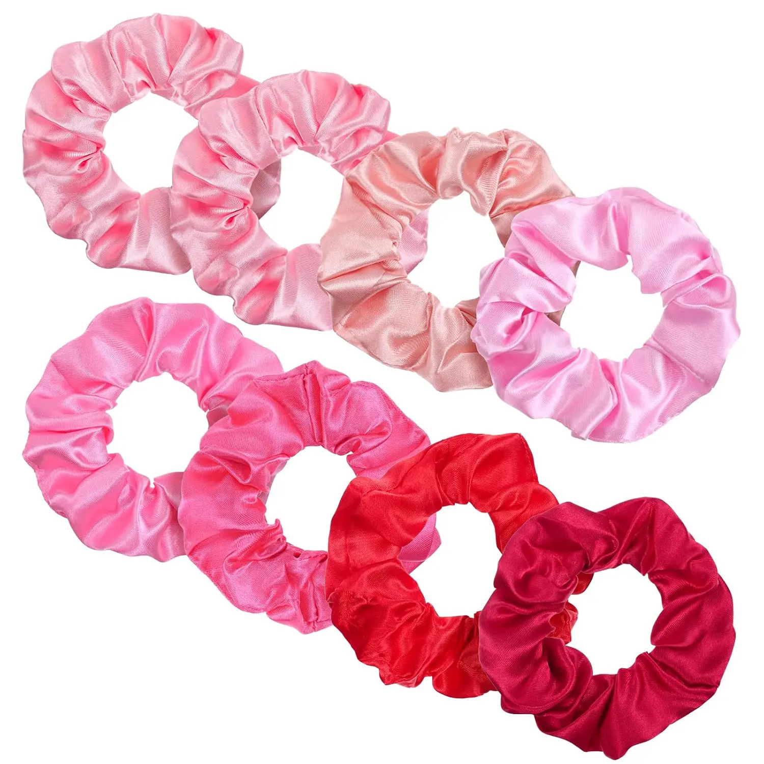 8 count Satin Silk Scrunchies,  Silk Hair Scrunchies, Soft Hair Ties, Fashion Hair Bands, Elastic Ponytail Holders, Hair Accessories for Women and Girls (3.9 Inch, )