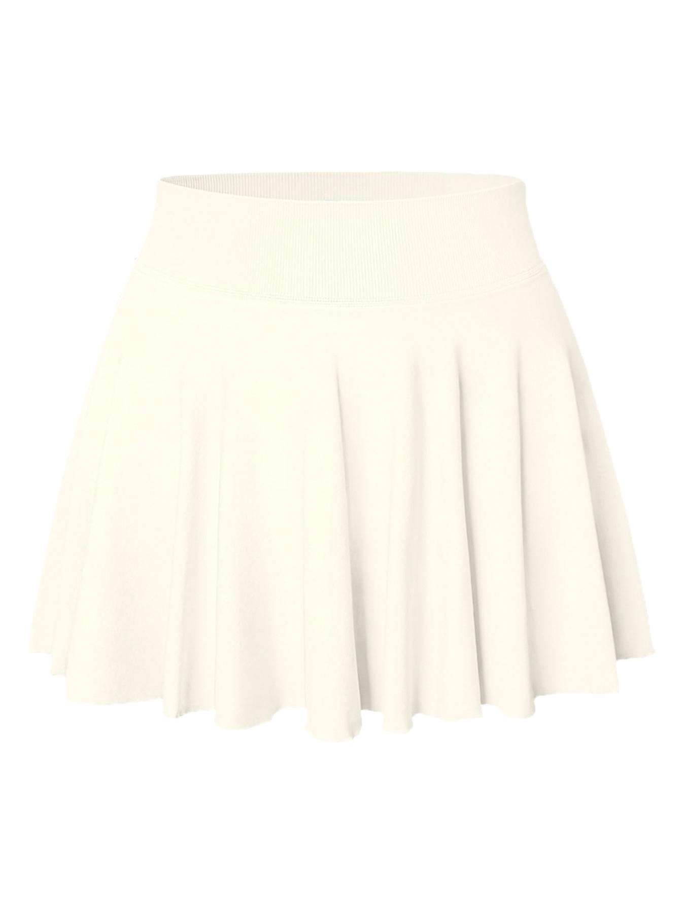 Women's Solid Color 2 in 1 High Waist Sports Skort, Comfy Breathable Skort for Tennis Golf, Ladies Sportswear for All Seasons Lightweight Athletic Skirts