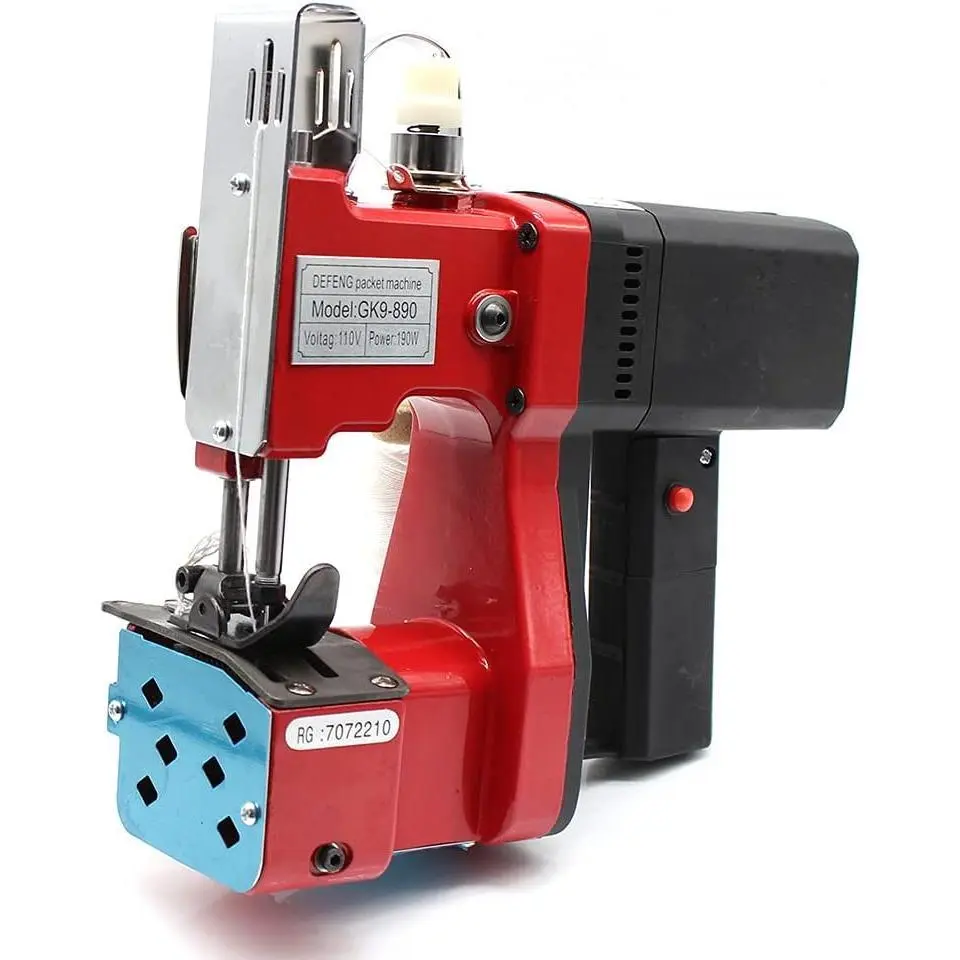 Electric Bag Sewing Machine,Industrial Bag Closing Machine w/Charger,High Speed Portable Electric Bag Stitching Closer Wireless Sack Seal Sewing Machine Kit for Sack Woven Kraft Paper (Red)