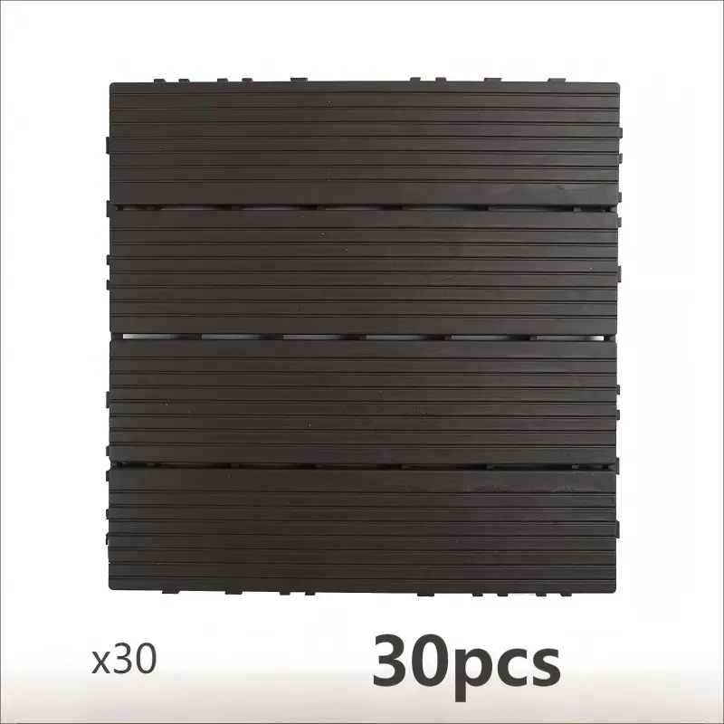 Outdoor Decorative Interlocking Plastic Deck Tiles, 10/20/30 Pcs, Non-Slip, Drainage Holes, Patio Flooring
