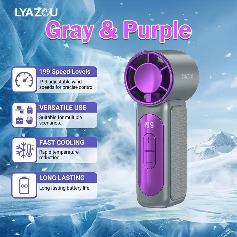 Handheld Portable Turbine Fan, Durable Battery, 1800mah USB Charging, Mini Pocket Fan, 1-199 Speeds, Ideal for Travel/outdoor/home/office