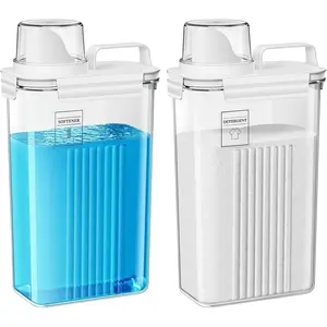 Detergent Dispenser for Laundry Room,94oz Fabric Softener Dispenser,Liquid Laundry Detergent Container,Laundry Detergent Organizer for Laundry Room Organization with 6 Labels,2 Pack