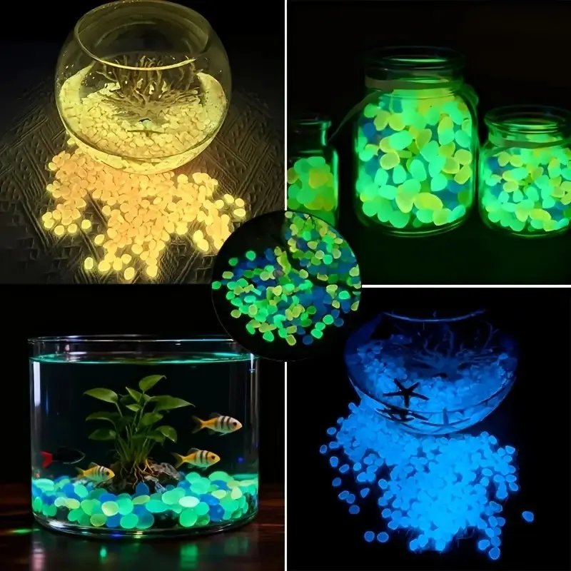 725pcs Glow-In-The-Dark Resin Pebbles, Self-Illuminating Garden Stones, Multi-Colored, Outdoor Indoor Nighttime Pathways, Aquarium Decor
