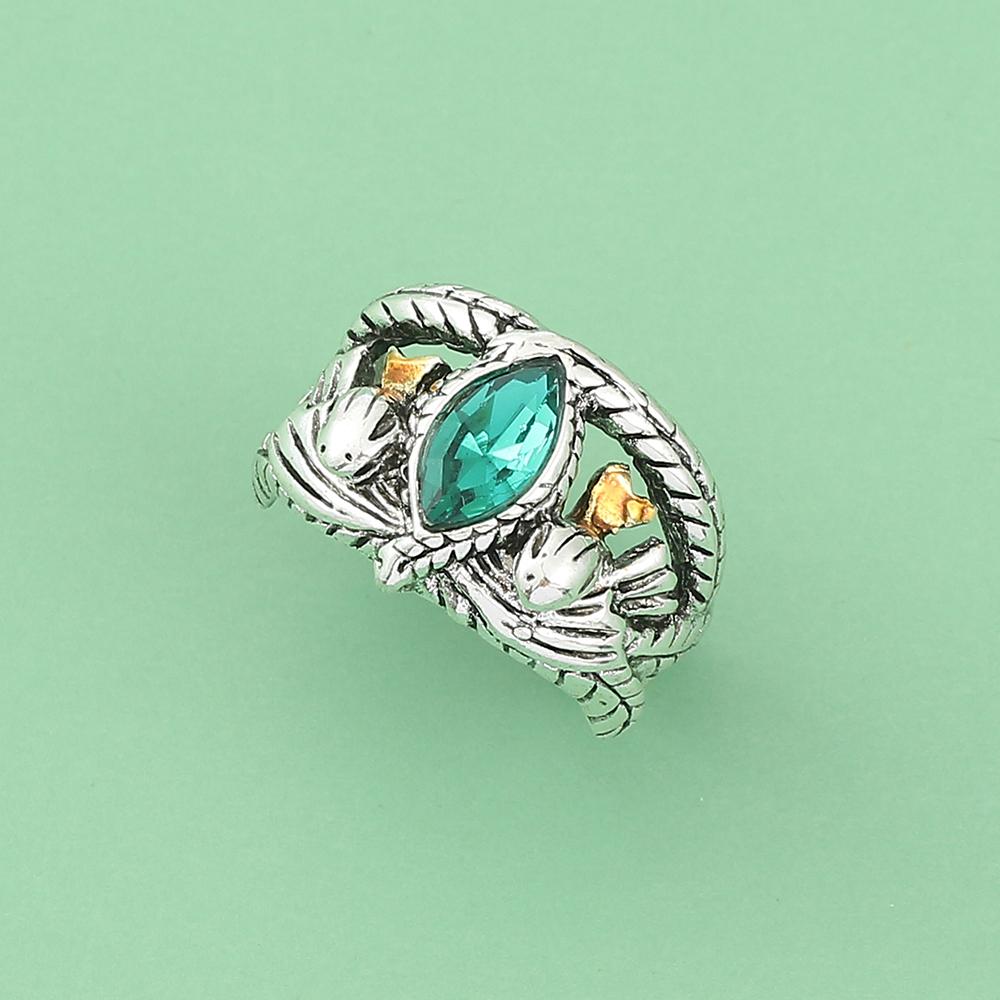 TOPGRILLZ Lord Ring of Barahir Aragorn Gondor Green Crystal Ring for Men Personality Cosplay Jewelry Collectible Gift High Quality