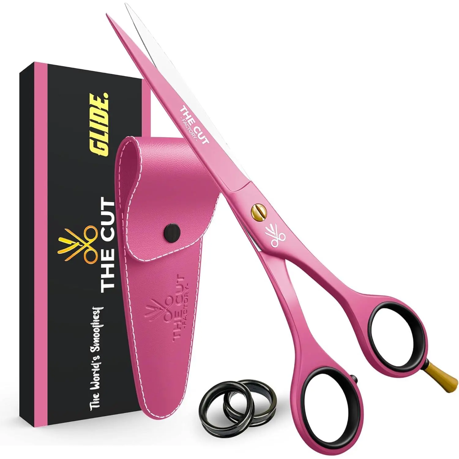6.5” Professional Hair Scissors High Carbon 420 Stainless Steel Hair ting Scissors, UltraSharp Barber Shears for Salon & Home (PINK)