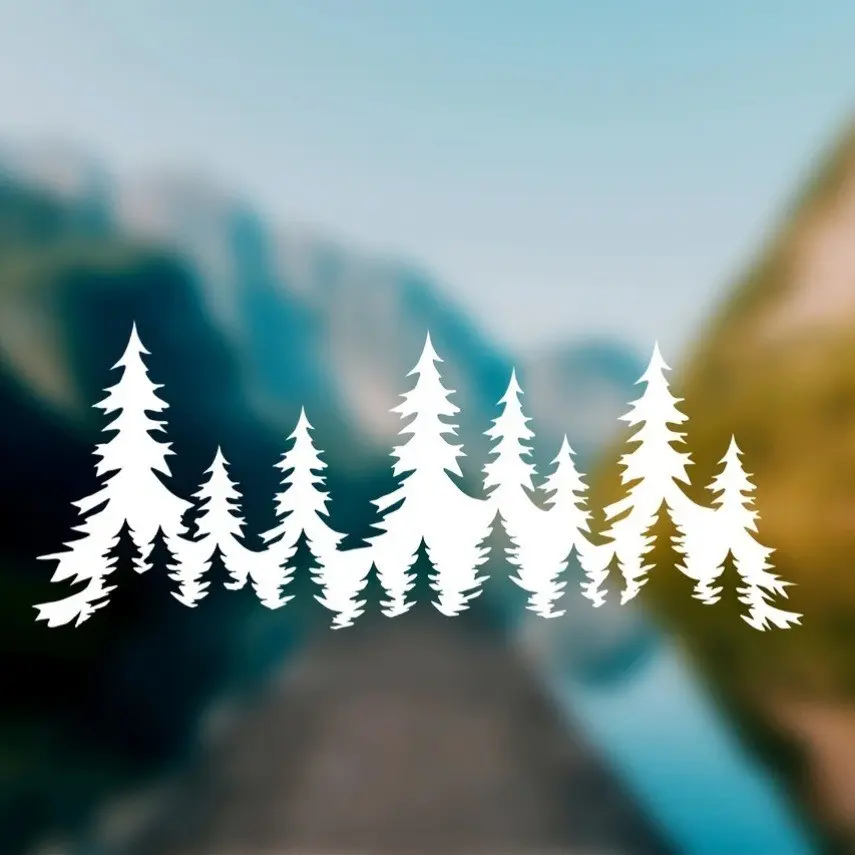 Durable Nature Tree Pattern Outdoor Weatherproof Stickers, Forest Outline Decals for Car, Laptop, Wall, 2 Pieces