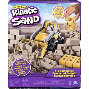 Kinetic Sand, Dig N' Demolish Playset with 1lb Play Sand & Toy Truck, Sensory Toys for Kids Ages 5 and up, Play Sand Kit, 1 Brick Mold
