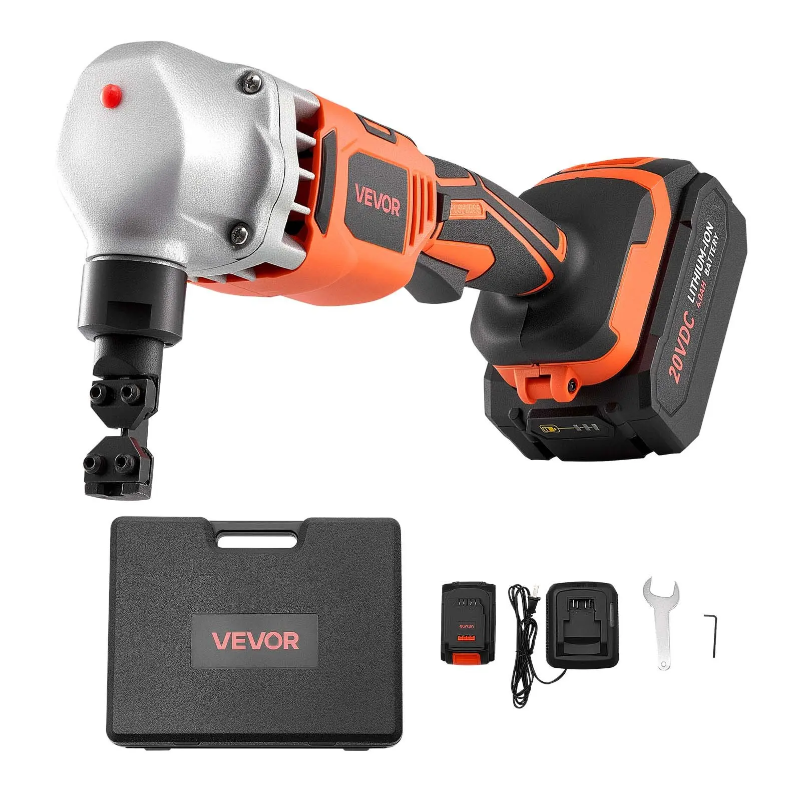 VEVOR Cordless Metal Nibbler, 18V 4000mAh Batteries, 1200RPM Brushless Motor, Anti-Accidental Switch, Electric Cutter with Plastic Case for Duct & Pipe Installation, Factory Construction, Auto Repair (Stainless Steel, Aluminum, Copper Sheets), Duct And Pi