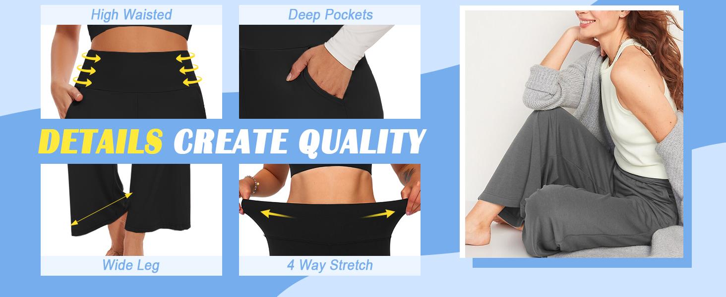 2026 3 Pack Women's Wide Leg Pants with Pockets High Waist Loose Sweatpants Casual Lounge Yoga Workout Palazzo