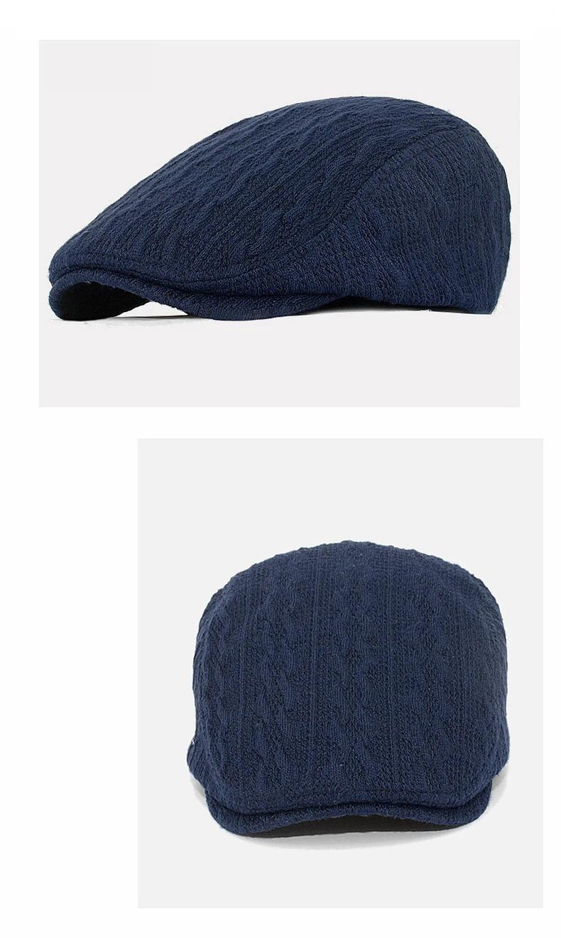 Beret Caps Fashion Knit Newsboy Cap Winter Warm Flat Hats Women Men Ivy Cap Solid Color Duckbill Hats Vintage Gatsby Beret Hat