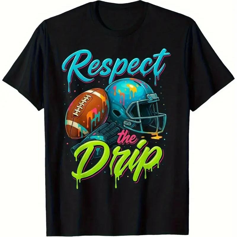 [ Cute Charm ] "Dignity Dripping Water" Boys' Football and Ice Cream Pattern T-shirt - Bright Pattern Print