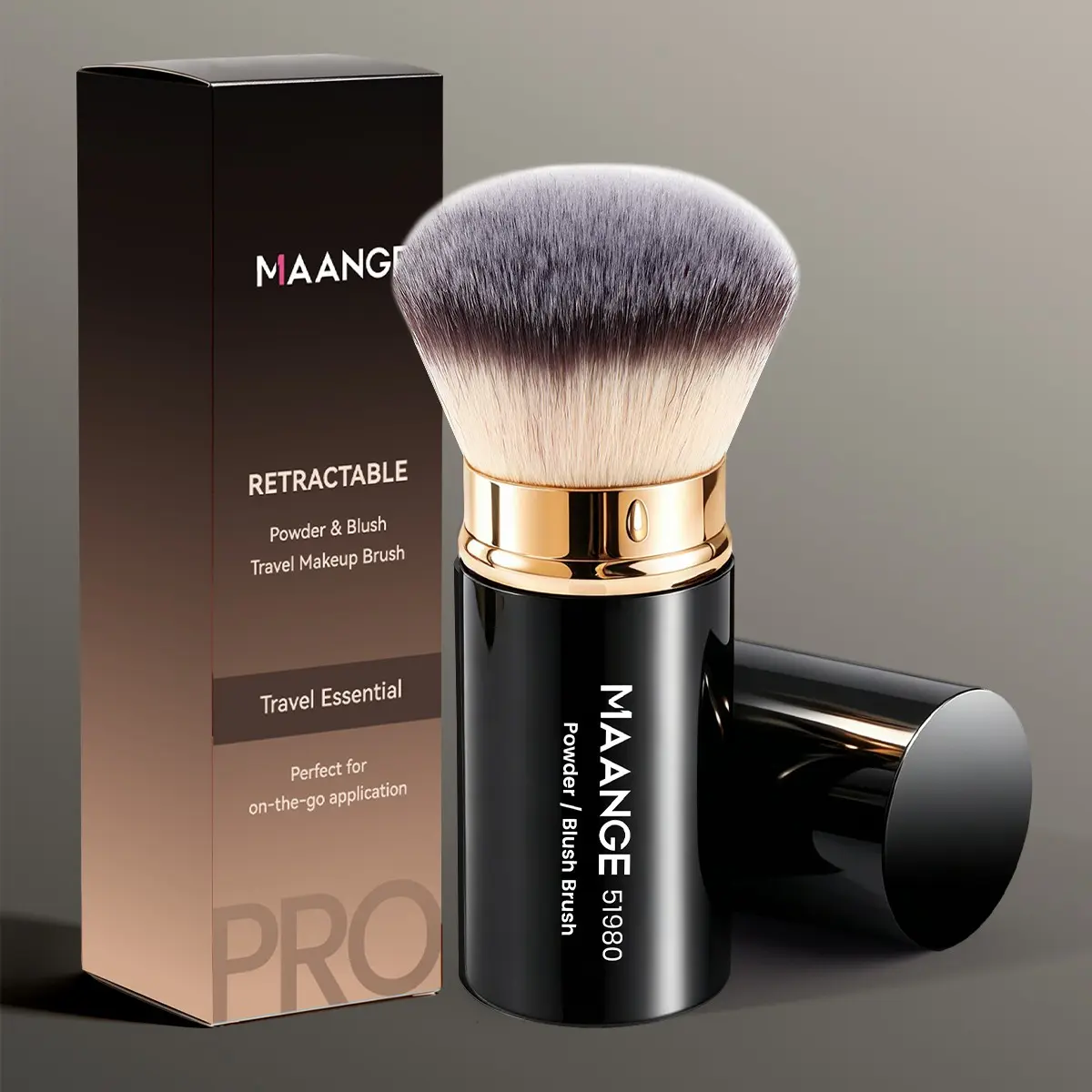 Maange Makeup Brush, Blush Brush, Loose Powder Brush, Extendable Handle, Premium Texture, Professional Makeup Tool, Soft Bristles