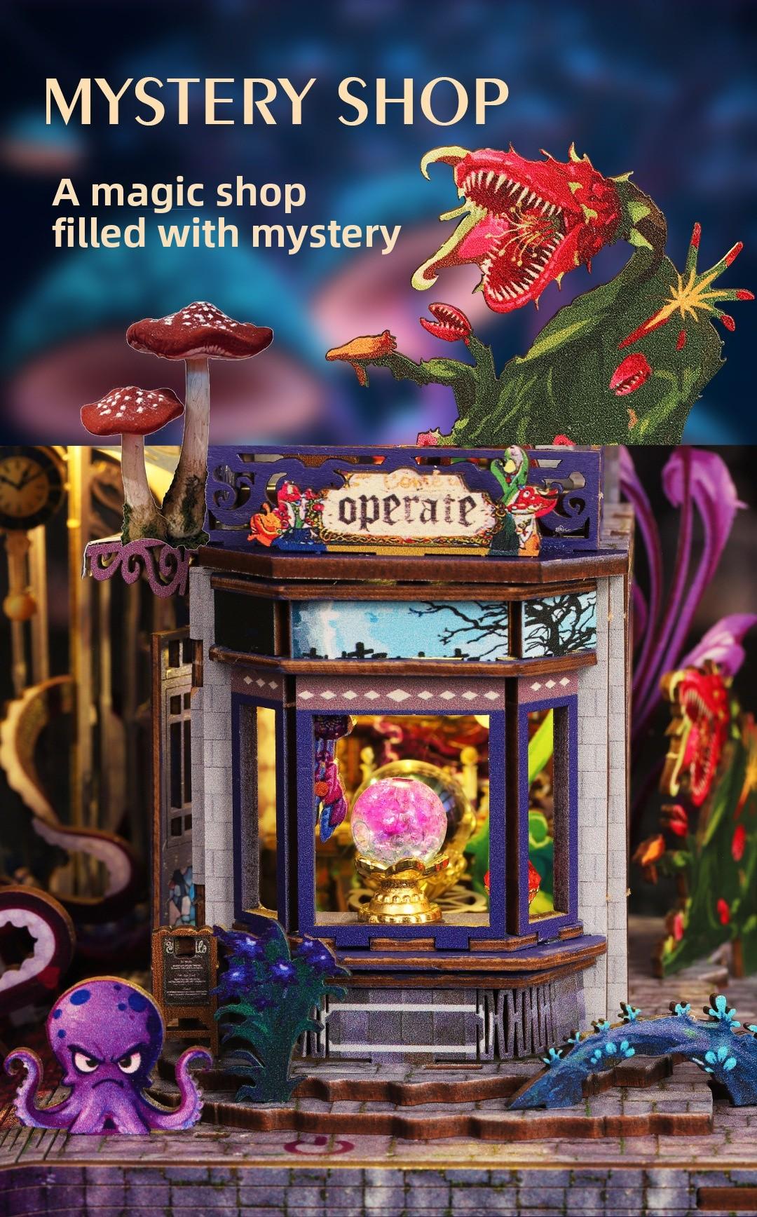 Magic Gate DIY Book Nook Kit - 3D Wooden Puzzle Miniature House with  Light| Enchanted Library Bookshelf Decor| Perfect Creative Gift for Hobbyists & Magic Fans