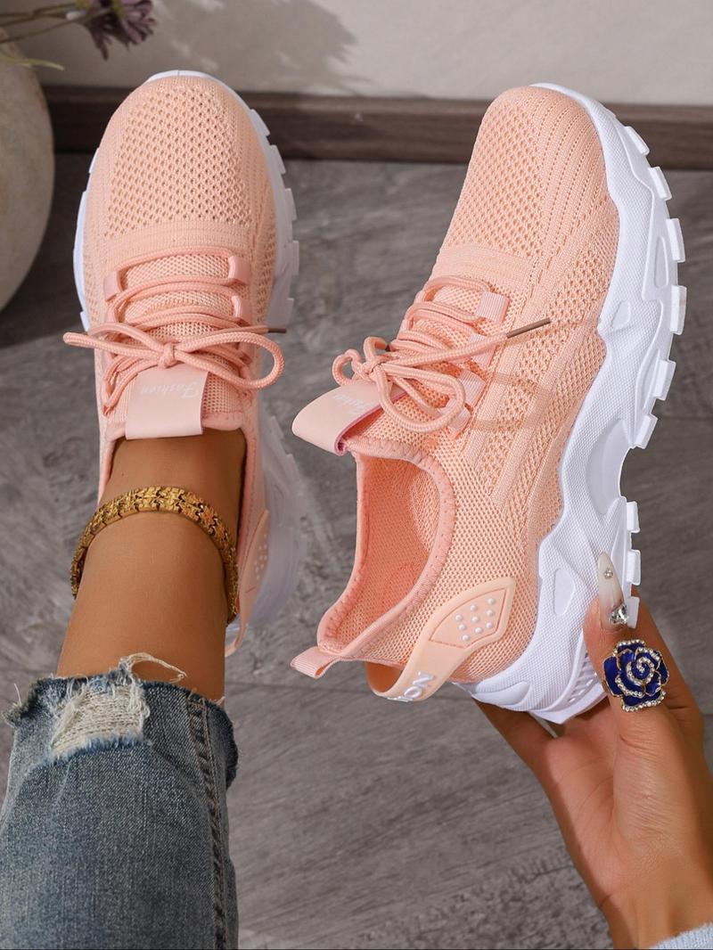 Women's Fashionable Lace Up Low Top Sneakers, Casual Comfortable Breathable Sports Running Shoes, All-match Basic Athletic Shoes for Daily Wear