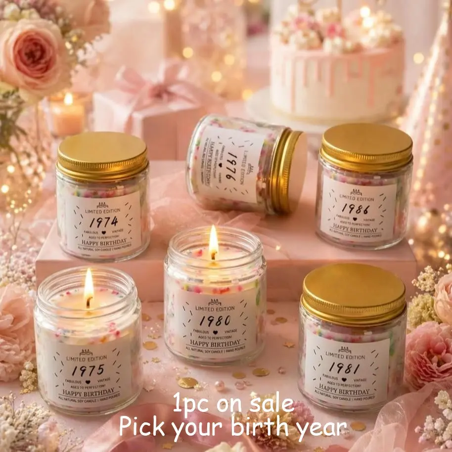 Personalized 1974-2014 Vintage Birthday Sprinkle Soy Wax Birthday Candles, Aged to Perfection Hand Poured Scented Candle Gift, Unique Birthday Present, Decoration