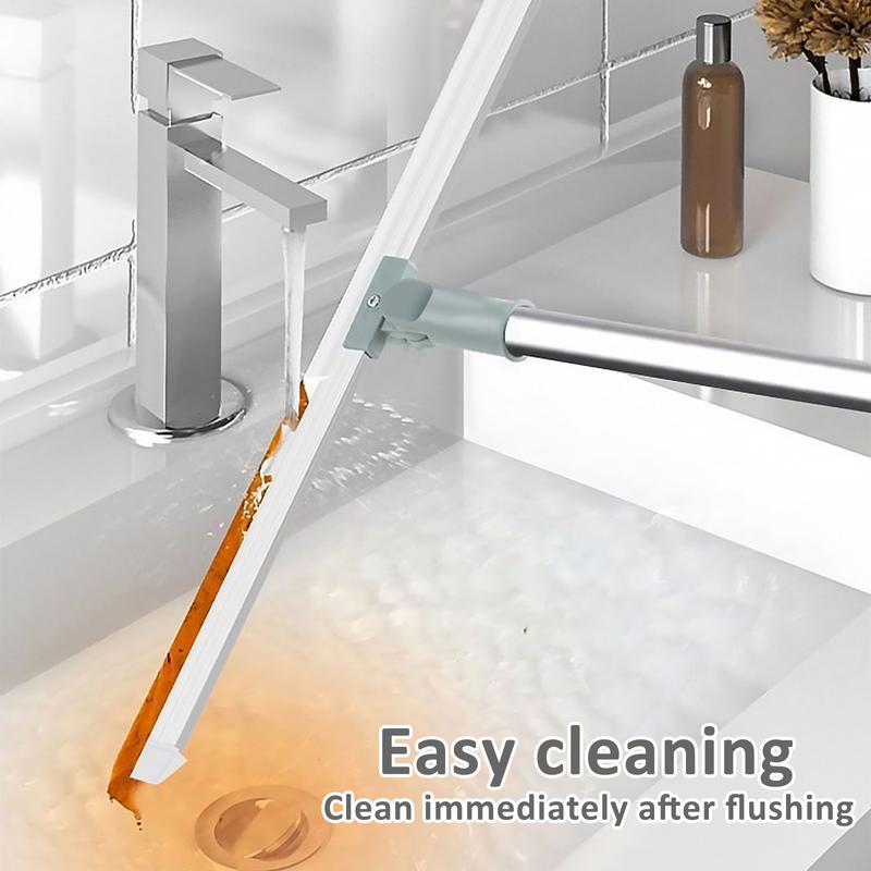 Floor Squeegee with Adjustable Long Handle 180° Rotatable Silicone Squeegee Scrubber with Replacement Squeegee Multifunctional Floor Squeegee Broom Detachable Floor Squeegee Blade for Floor Window