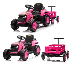 Toddlers Ride on Tractor with Detachable Garden Cart, 12V Electric Vehicle with Trailer, Ages 3–8, Battery-Powered 8-Wheel, Remote Control