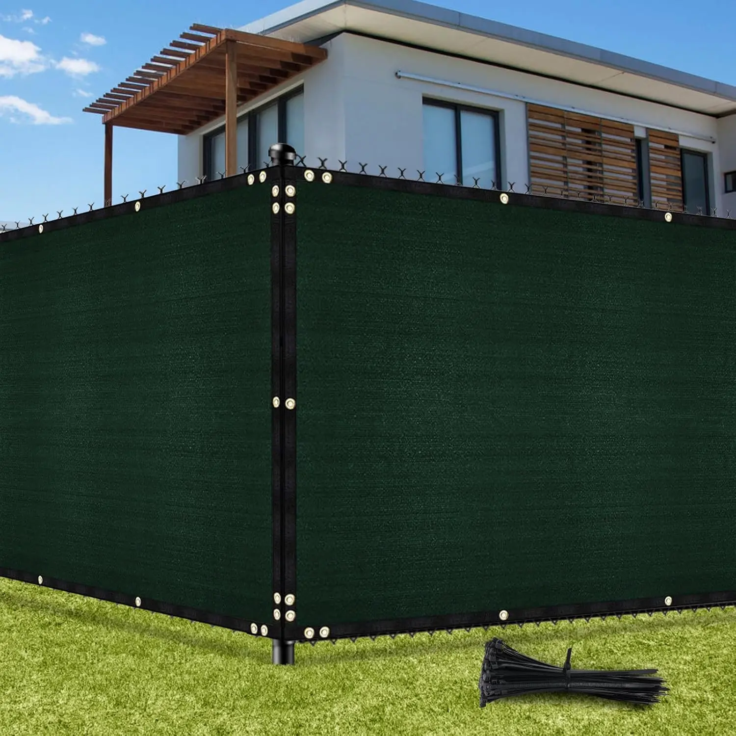 Fence  Screen 4ft x 50ft Green, Heavy Duty 170GSM 90% Visibility Blockage,  Outdoor HDPE Fence Covering Windscreen for Chain Link Fence Backyard Garden Patio with  Ties