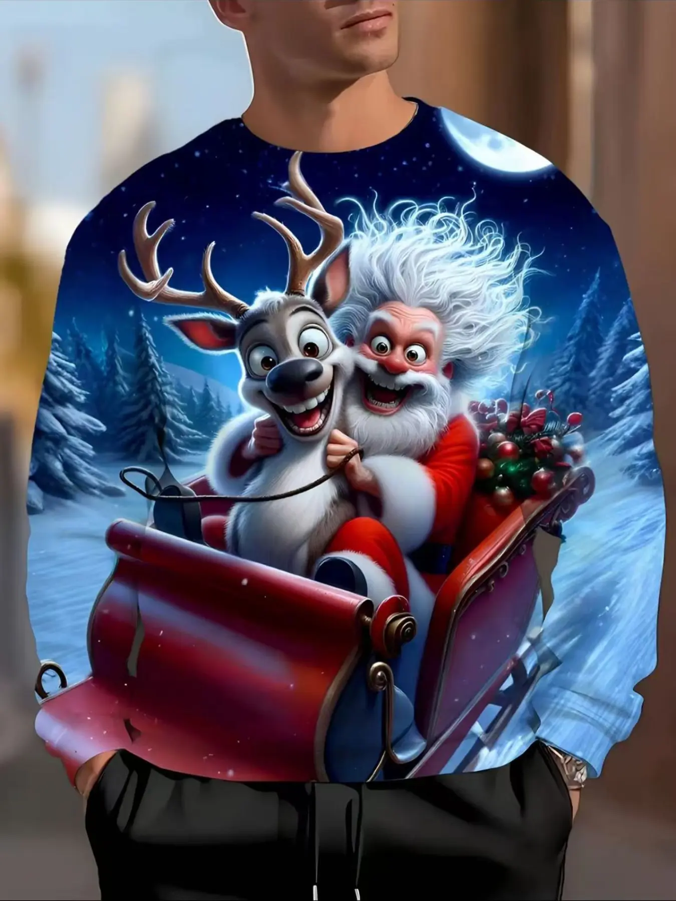 2026-2027 New Santa Claus pattern long sleeved sportswear hoodie, Merry Christmas sweater, unisex casual fit top, men's pullover