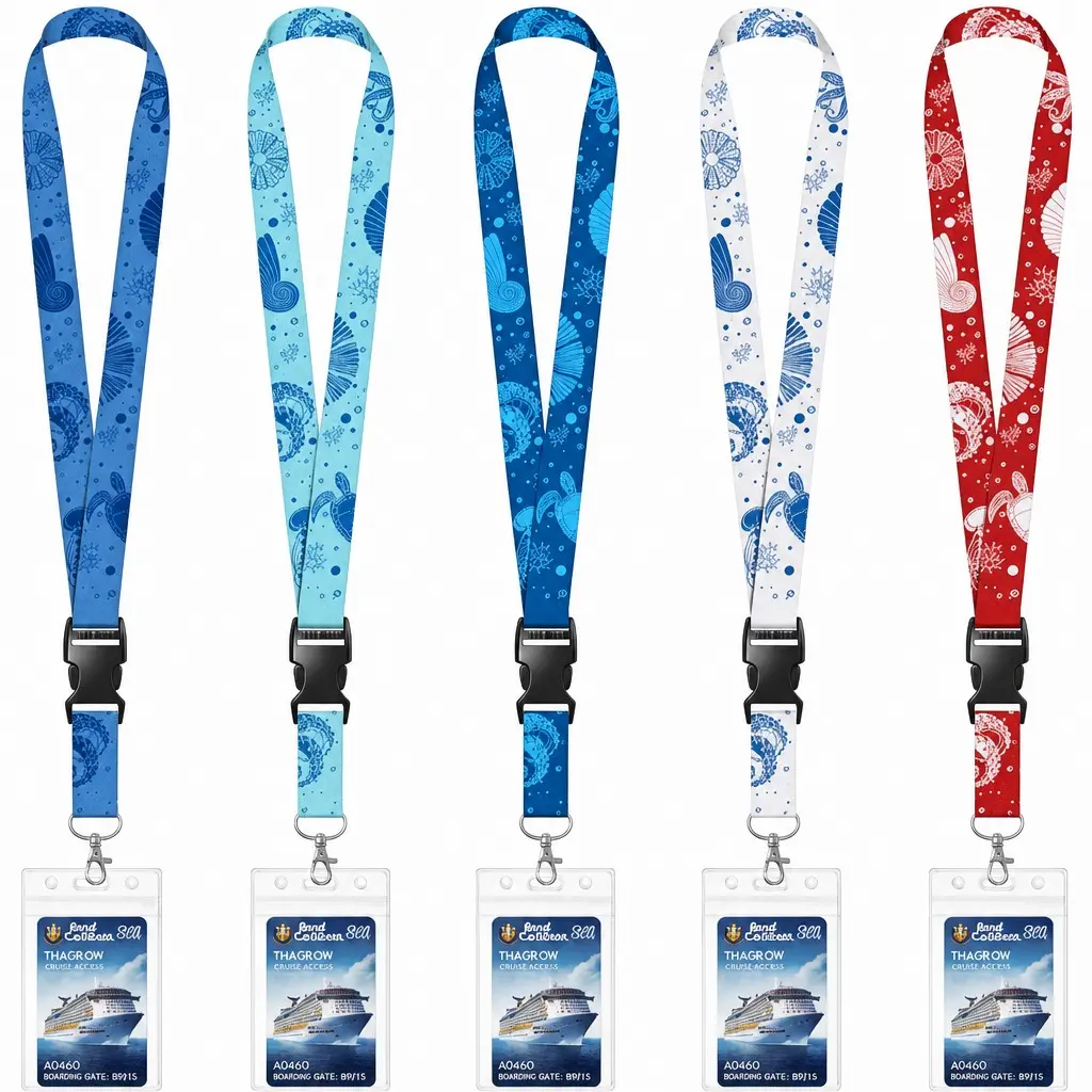 5 Pack Cruise Lanyard for Ship Cards, Cruise Ship Lanyards with Waterproof ID Badge Holders, Badge Accessories for All Cruise, Cruise Ship Essentials for Royal Caribbean, Carnival, NCL Cruise 2026 (Mix)