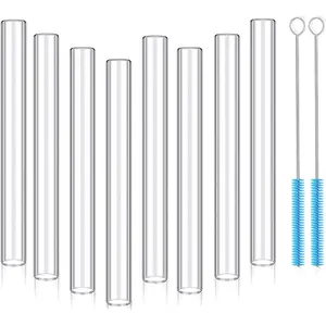 10Pack Borosilicate Glass Tubes Kit - 12mm OD 4 inch Long 2mm Thick Wall Premium Transparent Tubing for Glass blowing Crafting Chemistry & Art Projects with 2 Cleaning Brushes