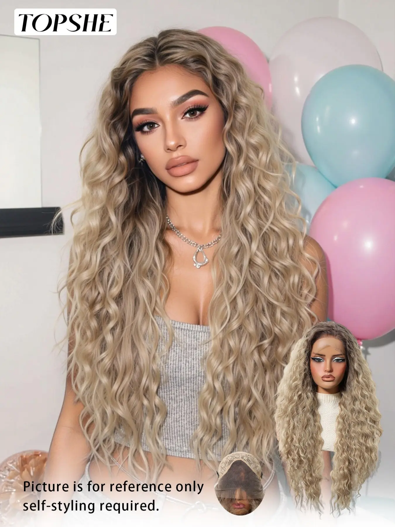 Women's Long Curly Synthetic Fiber Wig, Valentine's Day Gift Idea, All-Season Fashion Accessory, Easy-To-Wear Hairpiece, Curly Hair Wigs, Curled Synthetic Wig