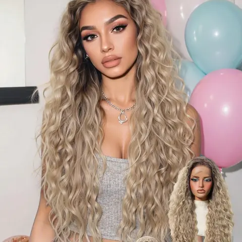Women's Long Curly Synthetic Fiber Wig, Valentine's Day Gift Idea, All-Season Fashion Accessory, Easy-To-Wear Hairpiece, Curly Hair Wigs, Curled Synthetic Wig