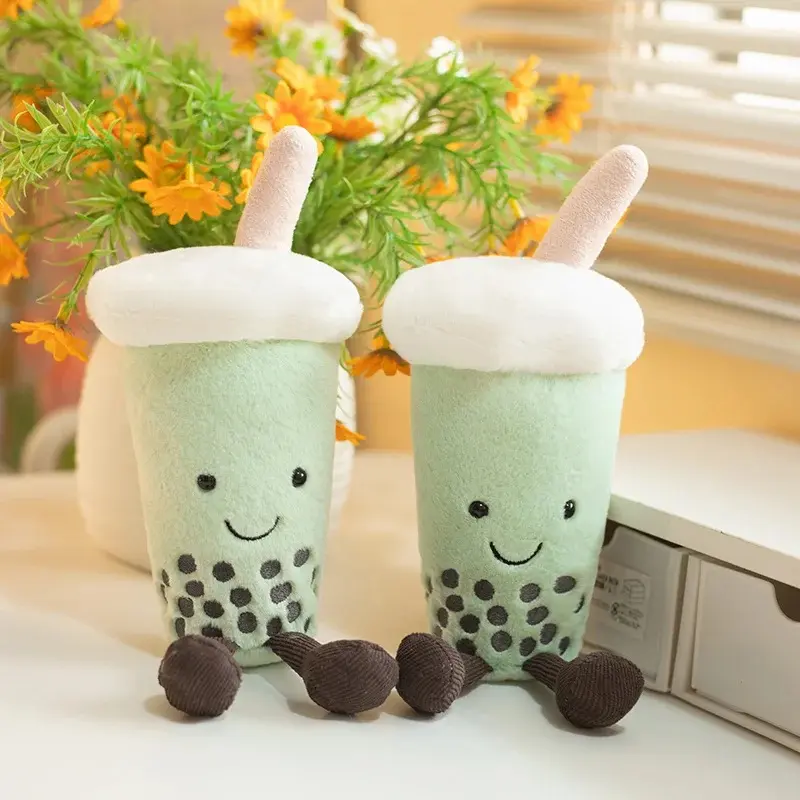 23cm Matcha Green Milk Tea Cup Cute Stuffed Boba Plush Cushion Soft Hugging Pillow Plush Toys Creative Gifts For Kids Favors