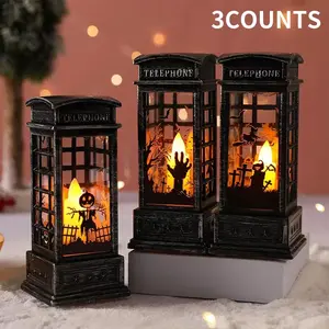 Vintage Halloween Lantern, Retro Electric Candle Holder, Decorative Desktop & Bedroom Tabletop Night Light, Halloween Decoration, Ornaments