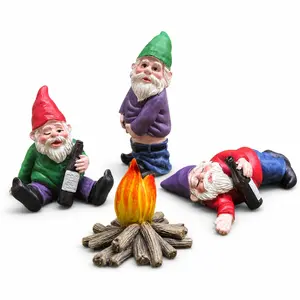 4-Pcs Creative Gnome Resin Sculptures, Miniature Garden Ornaments, Indoor Outdoor Home Festive Decor, Patio/Lawn Accessories, Office Desk Gift Statue