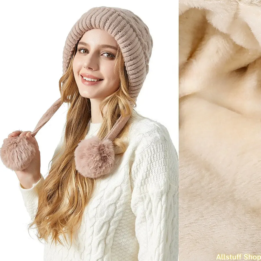 3 in 1 Knit Fabric Winter Hat, Scarf and Mask Sporty Sports Clothing Set - Warm, Comfortable Ear-Equipped Knitted Hat, Windproof Hooded Neck Gaiter for Outdoor Cycling, Warmth