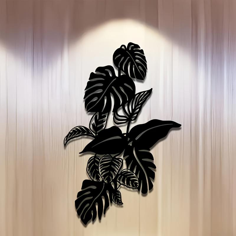 Large Monstera Metal Wall Art, Elegant Black Tropical Leaf Indoor Outdoor Decor Durable Iron Plant Sculpture for Home Wedding Housewarming Mother's Day Gift, Modern Mid Century Farmhouse Style Easy Hang, Housewarming Gift High Quality Sculpture